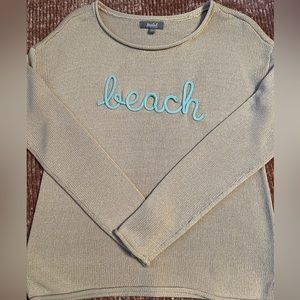 Brown/Tan Sweater with “Beach” on the front - Medium